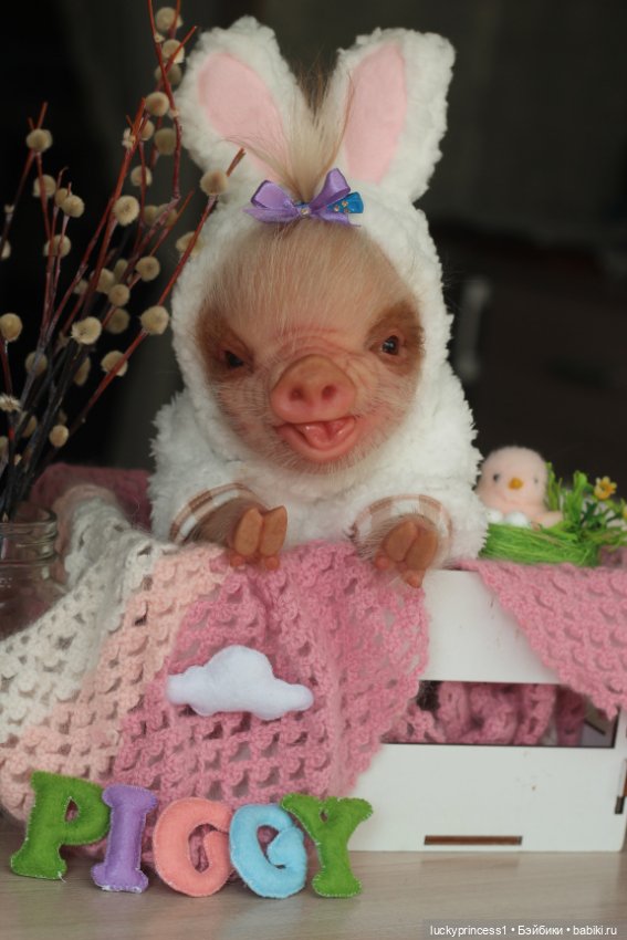 Маленький Пасхальный зайчик. Свинка реборн из молда Fawn (фото 7)