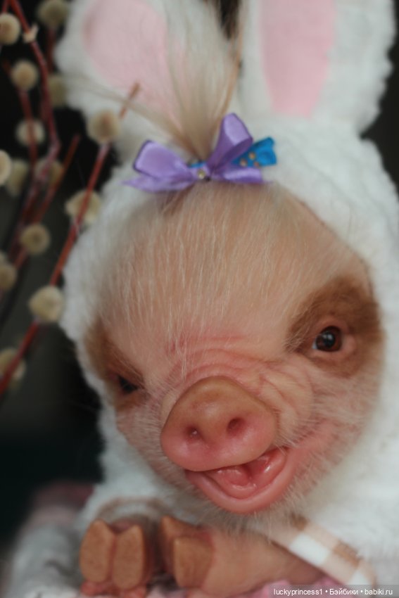 Маленький Пасхальный зайчик. Свинка реборн из молда Fawn