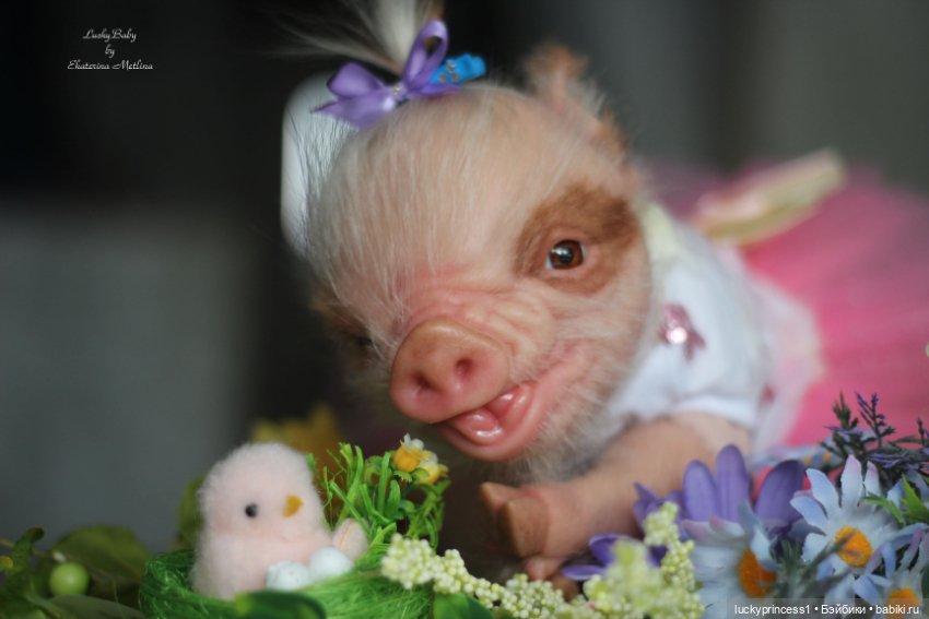 Маленький Пасхальный зайчик. Свинка реборн из молда Fawn