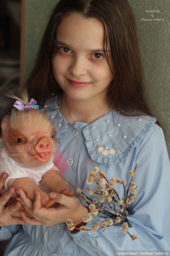 Маленький Пасхальный зайчик. Свинка реборн из молда Fawn