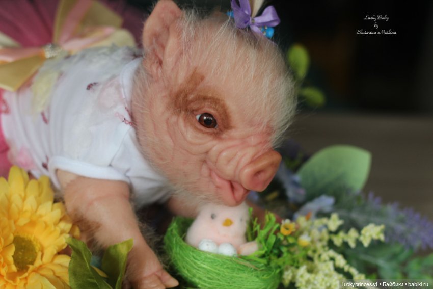 Маленький Пасхальный зайчик. Свинка реборн из молда Fawn