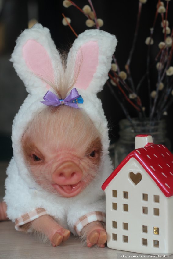 Маленький Пасхальный зайчик. Свинка реборн из молда Fawn (фото 6)