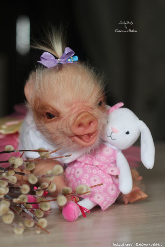 Маленький Пасхальный зайчик. Свинка реборн из молда Fawn