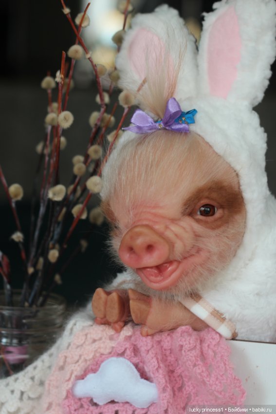 Маленький Пасхальный зайчик. Свинка реборн из молда Fawn