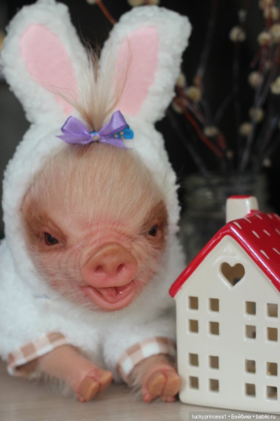 Маленький Пасхальный зайчик. Свинка реборн из молда Fawn (фото 5)