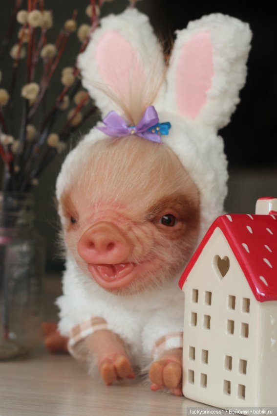 Маленький Пасхальный зайчик. Свинка реборн из молда Fawn (фото 4)