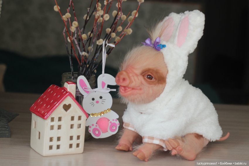 Маленький Пасхальный зайчик. Свинка реборн из молда Fawn