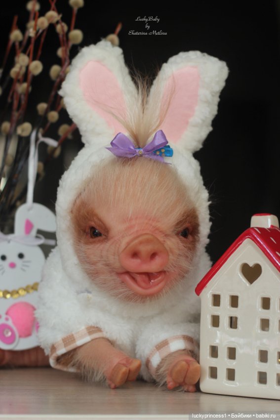 Маленький Пасхальный зайчик. Свинка реборн из молда Fawn (фото 3)
