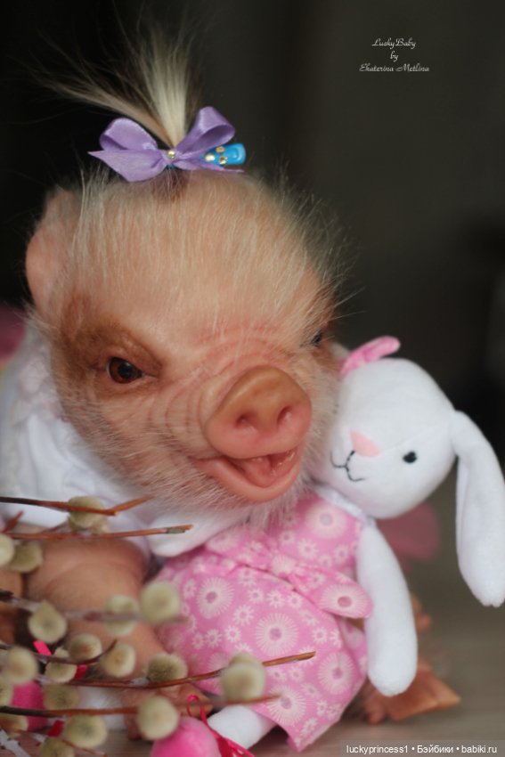 Маленький Пасхальный зайчик. Свинка реборн из молда Fawn