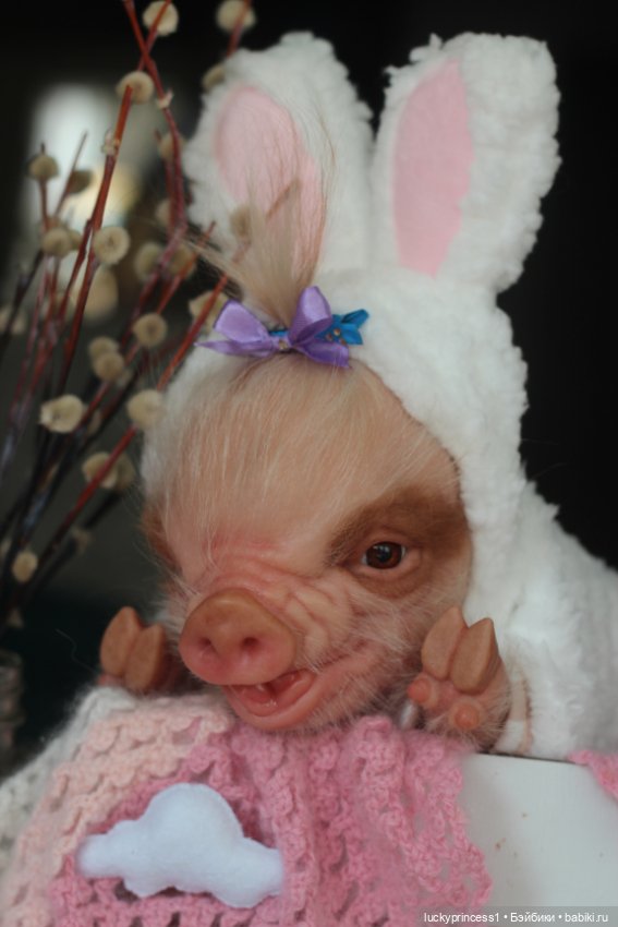 Маленький Пасхальный зайчик. Свинка реборн из молда Fawn