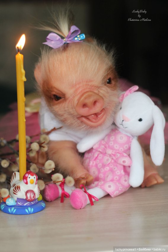 Маленький Пасхальный зайчик. Свинка реборн из молда Fawn