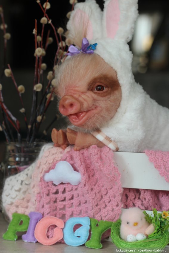 Маленький Пасхальный зайчик. Свинка реборн из молда Fawn (фото 10)