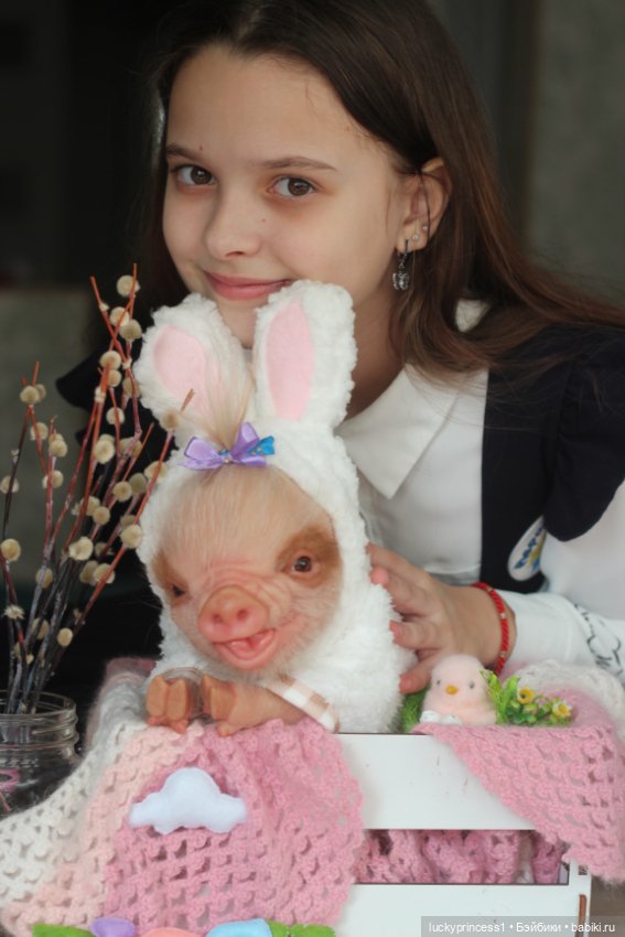 Маленький Пасхальный зайчик. Свинка реборн из молда Fawn