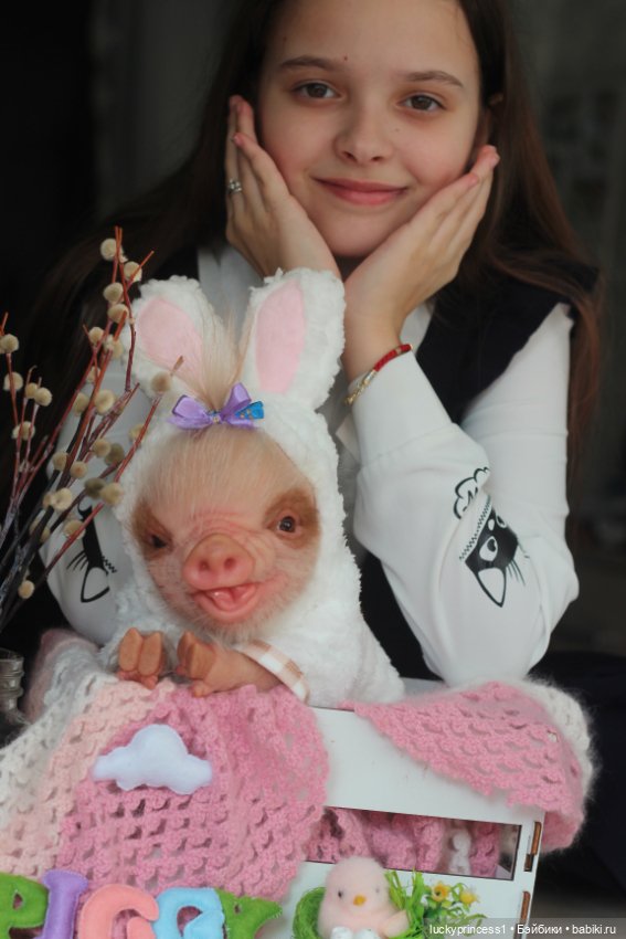 Маленький Пасхальный зайчик. Свинка реборн из молда Fawn