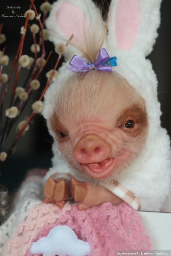 Маленький Пасхальный зайчик. Свинка реборн из молда Fawn