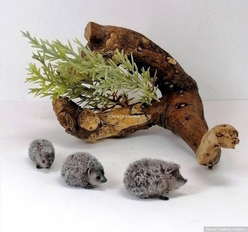 Ёжики Миниатюра — Текстильные игрушки и примитивы: кофейные (фото 3)