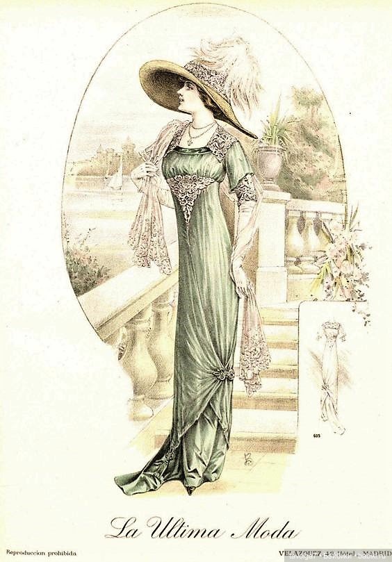 Модные гравюры 1910х с элементами интерьеров