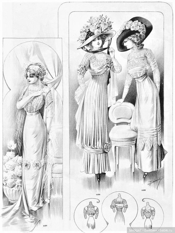 Модные гравюры 1910х с элементами интерьеров