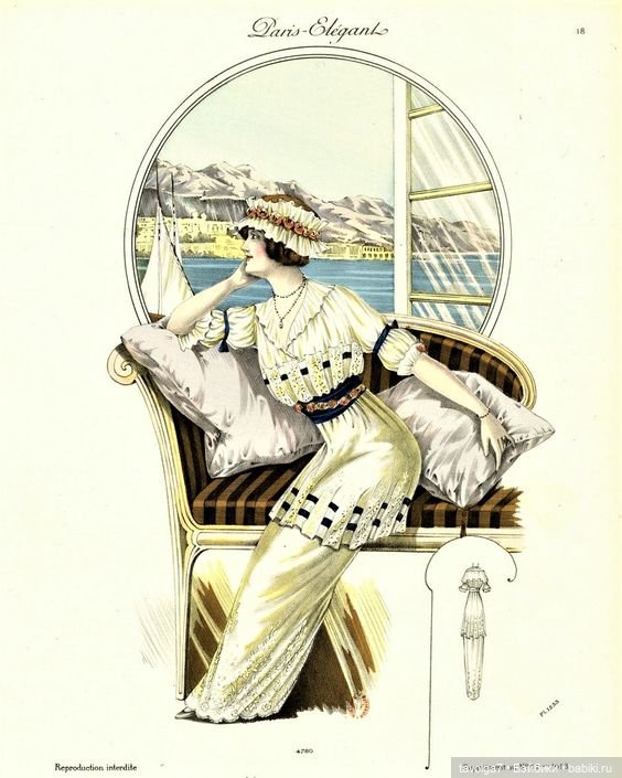 Модные гравюры 1910х с элементами интерьеров (фото 2)