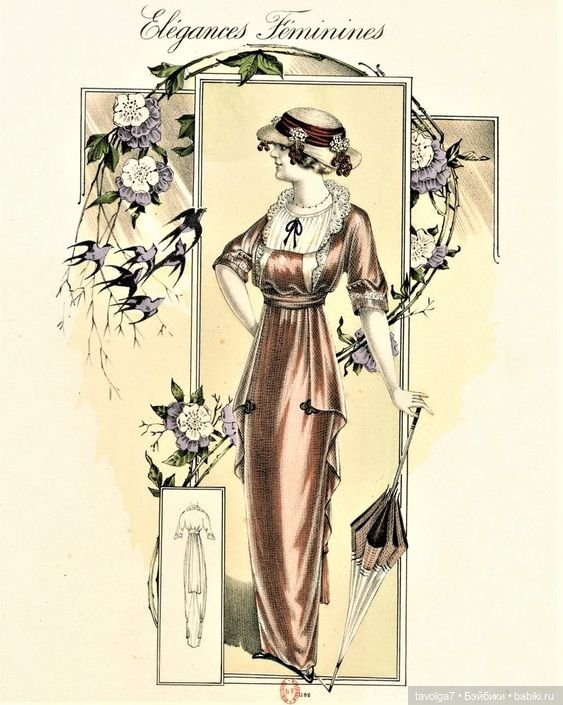 Модные гравюры 1910х с элементами интерьеров