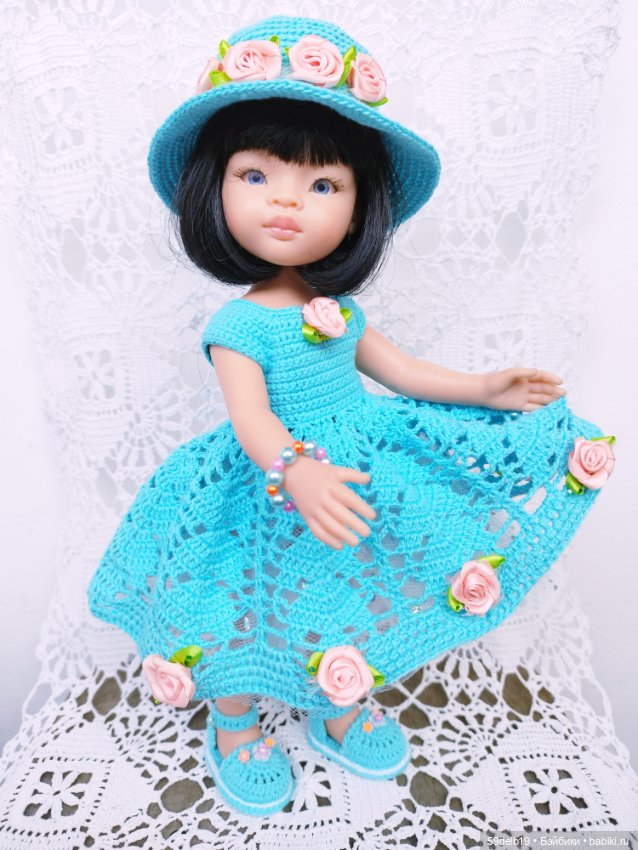 Голубой комплект крючком для куколки паола рейна
