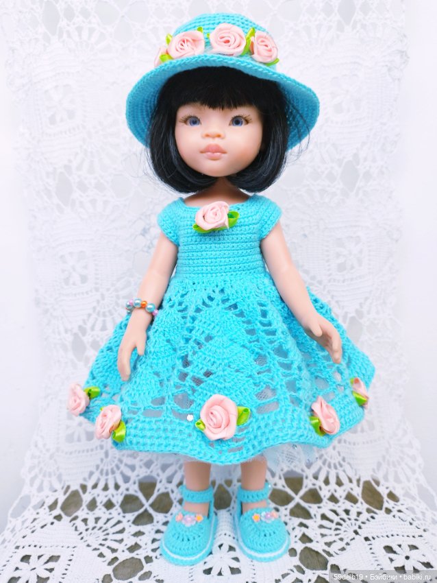 Голубой комплект крючком для куколки паола рейна