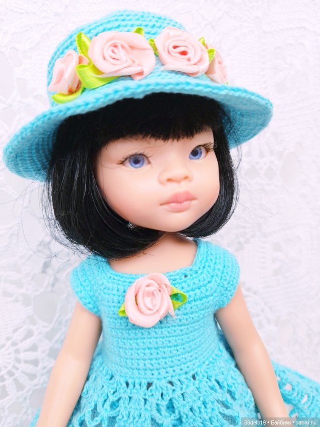 Голубой комплект крючком для куколки паола рейна (фото 10)