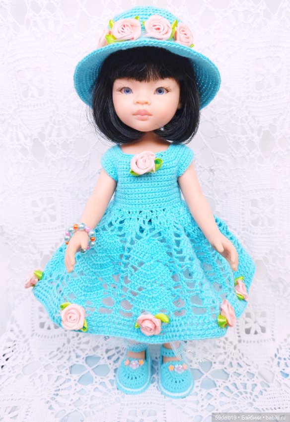 Голубой комплект крючком для куколки паола рейна