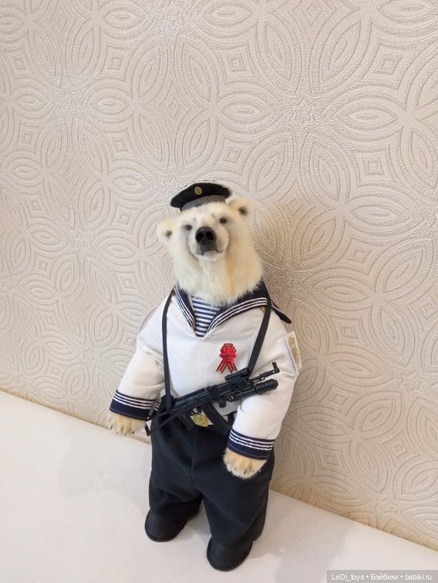 Мишка Матрос — Игрушки в смешанной технике (мех и глина): Арт (фото 3)