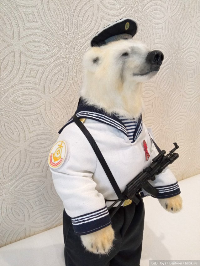 Мишка Матрос — Игрушки в смешанной технике (мех и глина): Арт (фото 6)