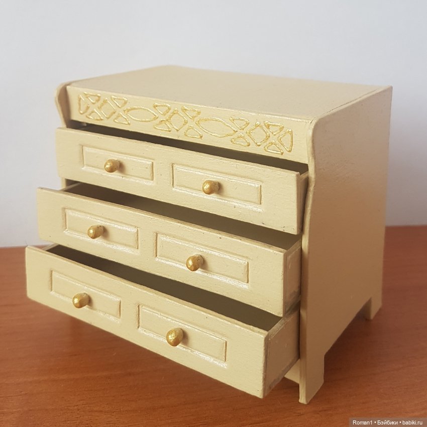 Кукольный комодик и кроватка 1:12 (фото 2)
