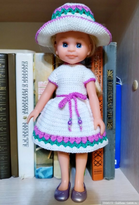 Платье крючком "Тюльпанчики" для минипаолочки 21 см (фото 10)