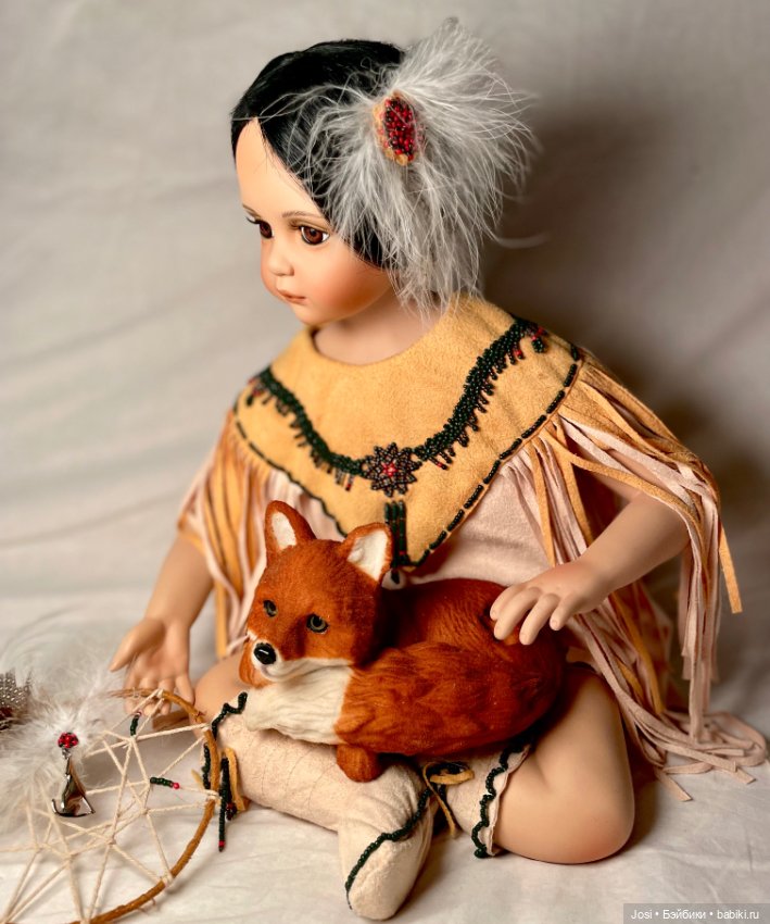 Редкая девочка с ручной лисой из племени индейцев от Jane Zidjunas