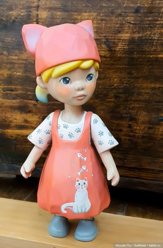 Деревянная девочка - кошечка (фото 5)