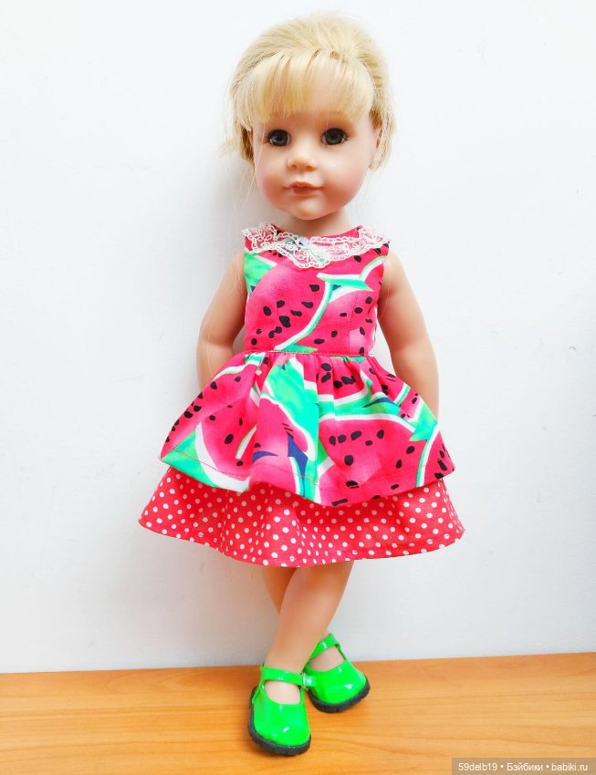 "Арбузное настроение" - платье для кукол ГОТЦ ростом 48-50 см (фото 5)