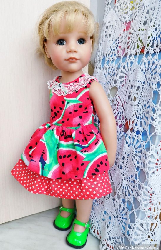 "Арбузное настроение" - платье для кукол ГОТЦ ростом 48-50 см (фото 2)