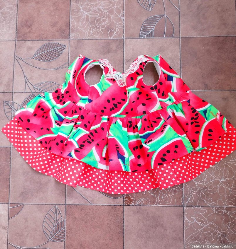 "Арбузное настроение" - платье для кукол ГОТЦ ростом 48-50 см (фото 9)