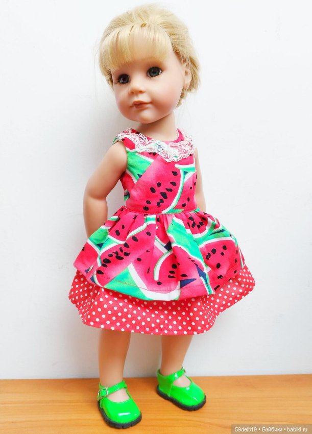 "Арбузное настроение" - платье для кукол ГОТЦ ростом 48-50 см (фото 4)