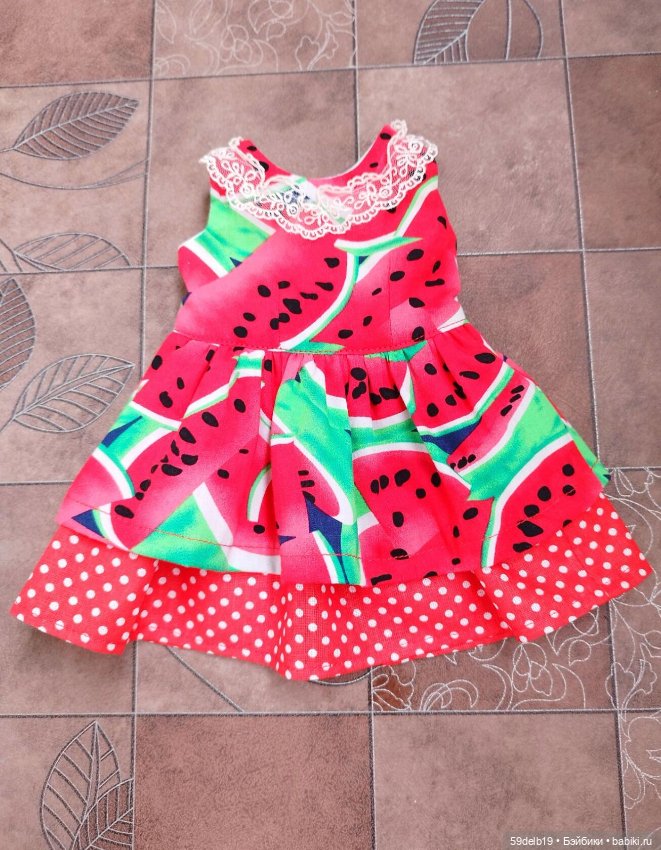 "Арбузное настроение" - платье для кукол ГОТЦ ростом 48-50 см (фото 8)