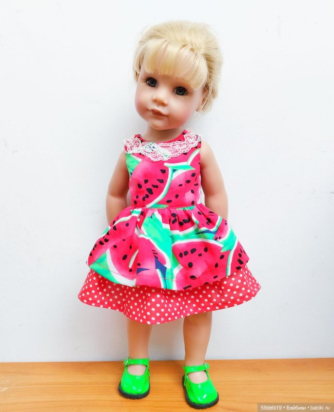 "Арбузное настроение" - платье для кукол ГОТЦ ростом 48-50 см (фото 3)