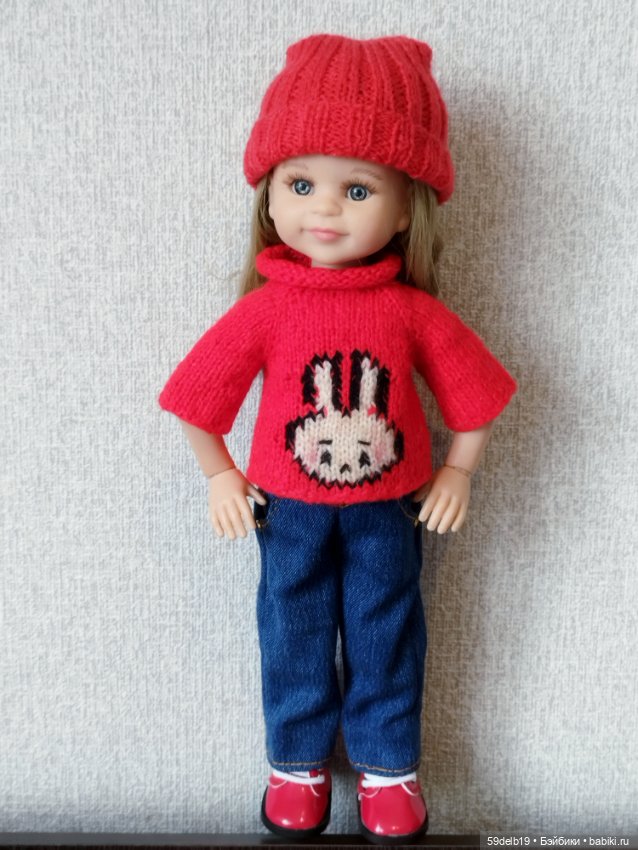 Красный свитер с зайкой для паолочки (фото 10)