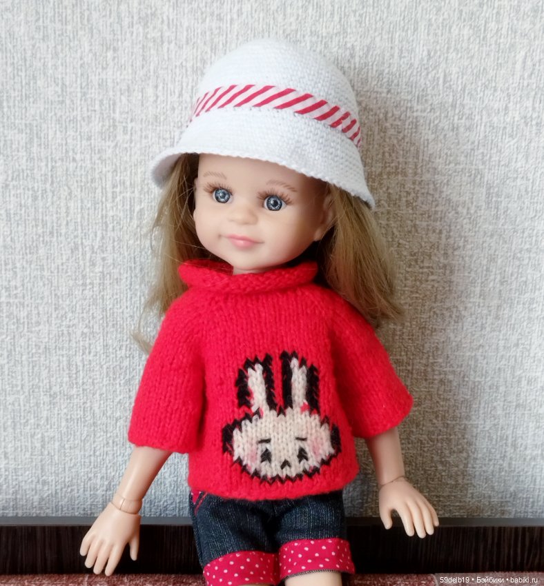 Красный свитер с зайкой для паолочки (фото 3)