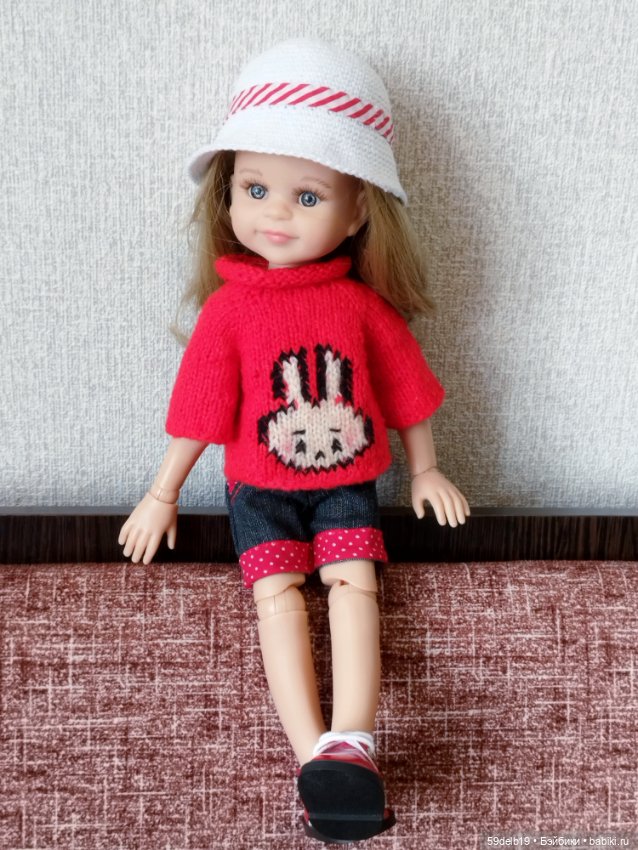 Красный свитер с зайкой для паолочки (фото 5)