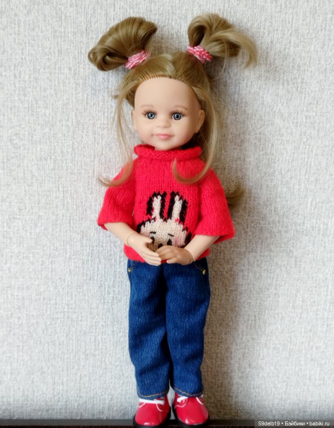 Красный свитер с зайкой для паолочки