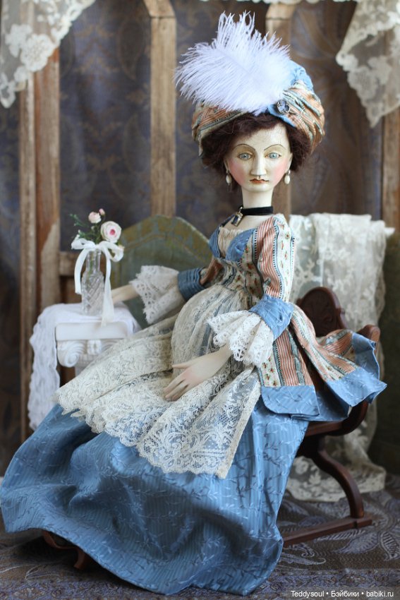 Беременная кукла из дерева в стиле French Court Doll (фото 6)