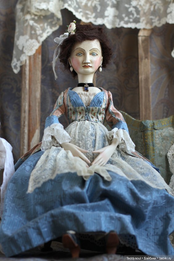Беременная кукла из дерева в стиле French Court Doll (фото 7)