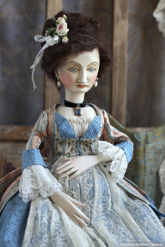 Беременная кукла из дерева в стиле French Court Doll (фото 9)