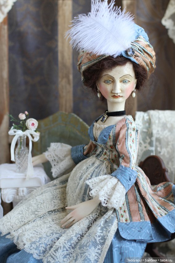 Беременная кукла из дерева в стиле French Court Doll (фото 5)