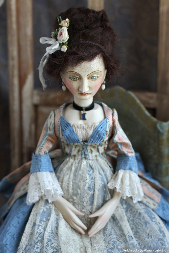 Беременная кукла из дерева в стиле French Court Doll (фото 8)