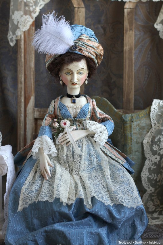 Беременная кукла из дерева в стиле French Court Doll (фото 10)